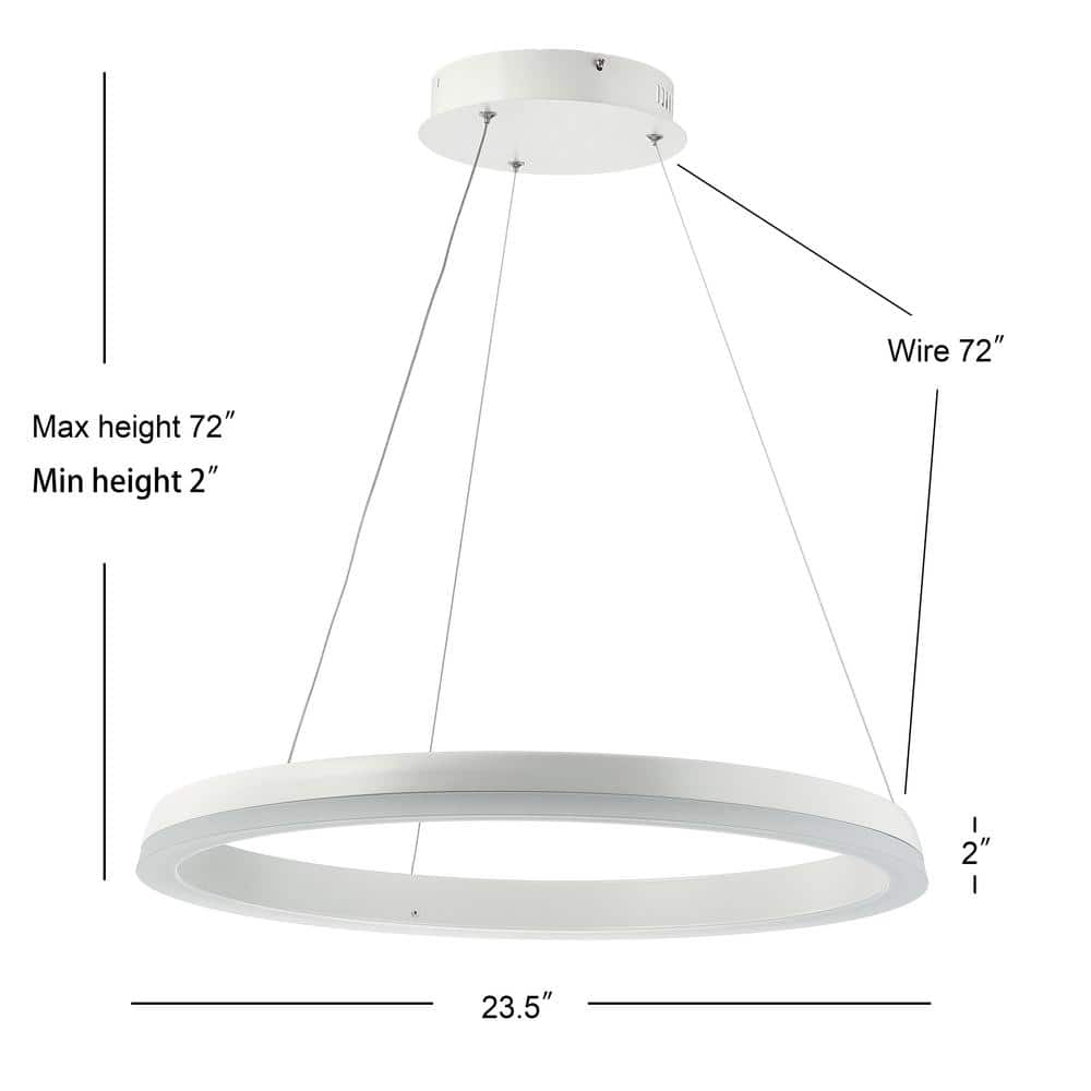 Baxter 72" Adjustable Matte White Aluminum LED Hoop Pendant Light