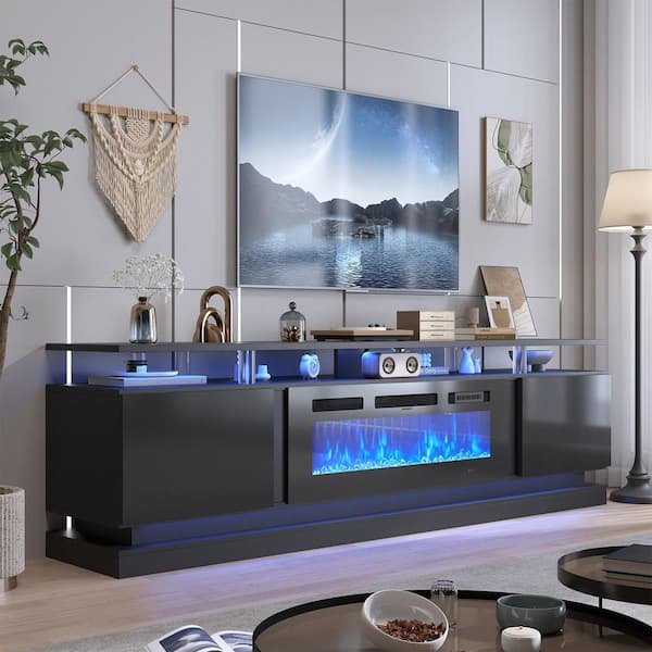 Sizzim 80 in. Freestanding Electric Fireplace TV Stand with