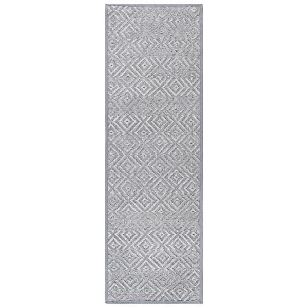 SAFAVIEH Natural Fiber Light Gray/Gray 3 ft. x 10 ft. Border Runner Rug