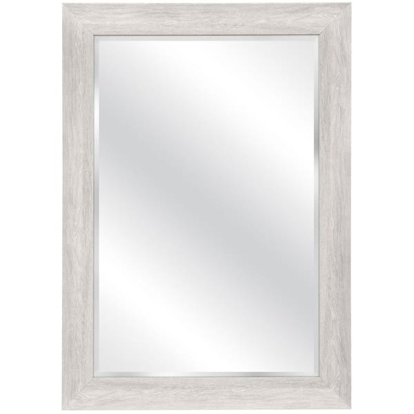 Bleached 30 in. W x 42 in. H Rectangle Plastic Framed Mirror
