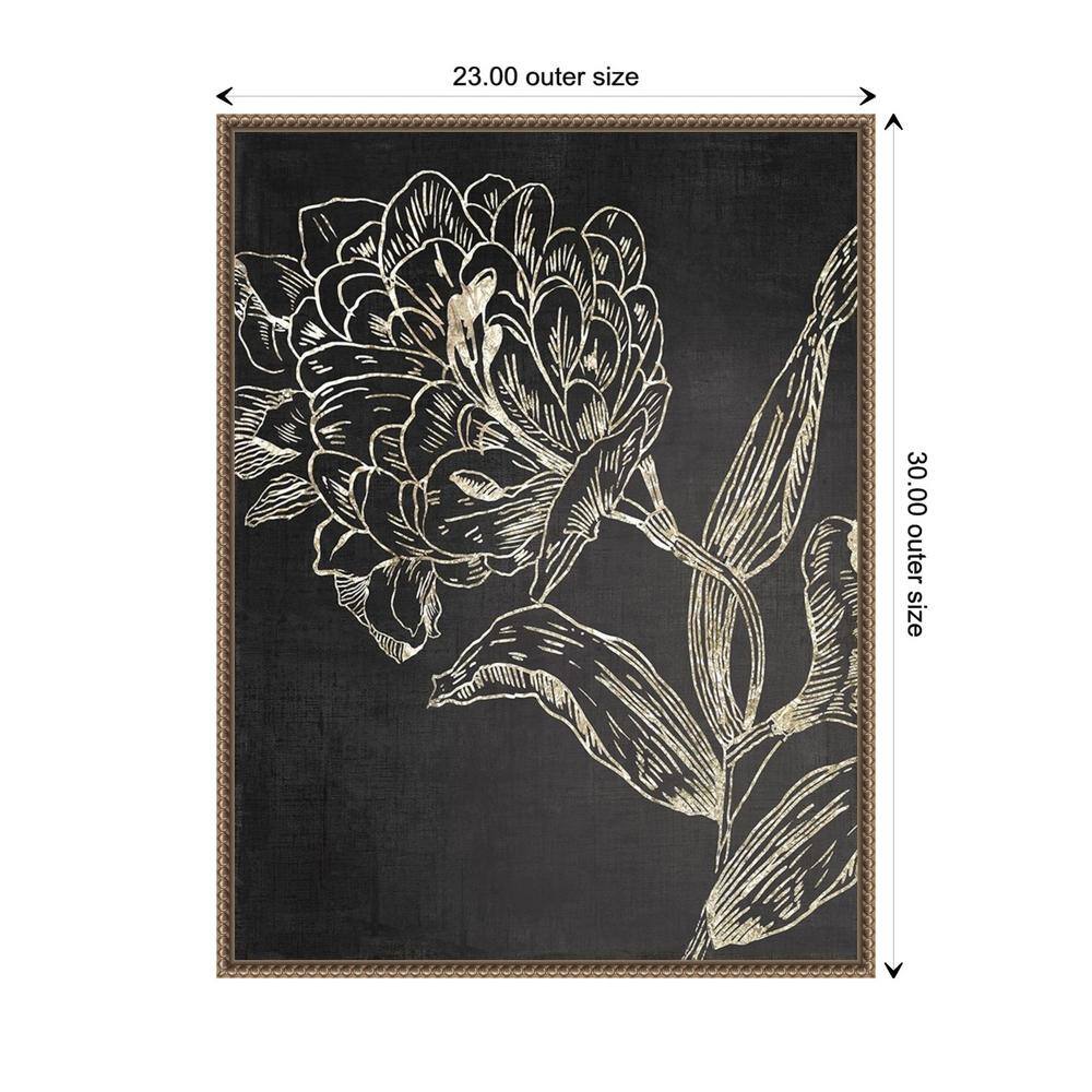 Golden Flower Folklore II Bronze Framed Abstract Canvas Art