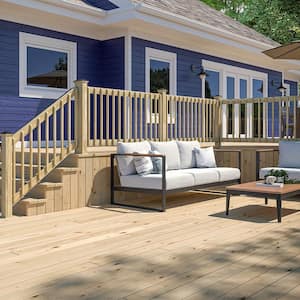 72 in. x 32.5 in. Pressure-Treated Southern Yellow Pine Pre-assembled Beveled 2-End Balusters Rail Kit
