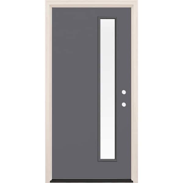 Builders Choice 36 in. x 80 in. Left-Hand/Inswing 1 Lite Clear Glass London Painted Fiberglass Prehung Front Door with 4-9/16 in. Frame