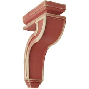 4 in. x 13 in. x 8-1/2 in. Salvage Red Hollow Back Wood Vintage Decor Corbel