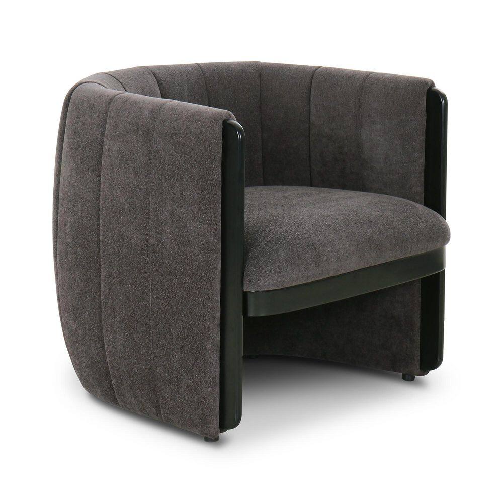 Dark Gray Polyester Upholstered Armchair with Wood Frame