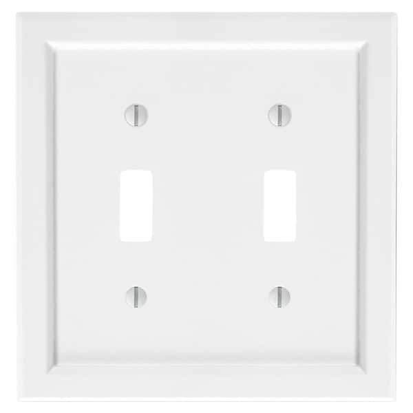 Shaker 2-Gang White Toggle BMC Wood Wall Plate