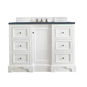 De Soto 49.3 in. W x 23.5 in.D x 36.3 in. H Single Vanity in Bright White with Quartz Top in Charcoal Soapstone