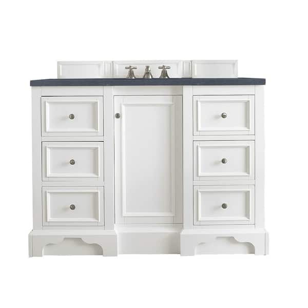 James Martin Vanities De Soto 49.3 in. W x 23.5 in.D x 36.3 in. H Single Vanity in Bright White with Quartz Top in Charcoal Soapstone