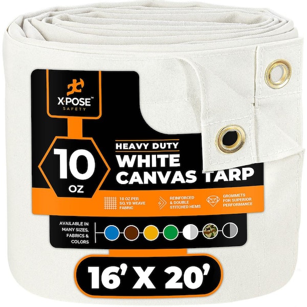 Canvas Heavy Duty 16 ft. W X 20 ft. L White 10 oz. Tarp