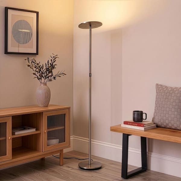 Brightech Sky Flux 67 in. Brushed Nickel Industrial 1-Light
