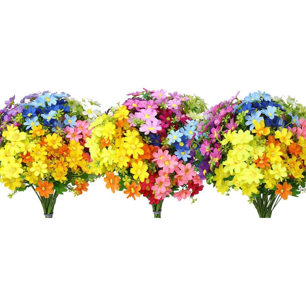 Afoxsos 9.00 in.21 Bundles Outdoor UV Resistant Artificial Daisies