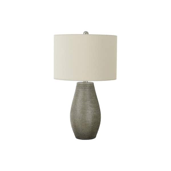 Jushua Contemporary 24 in. H Table Lamp with White Shade, Grey Resin