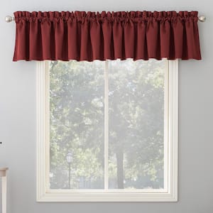 Gregory Wine Red Polyester 54 in. W x 18 in. L Rod Pocket Room Darkening Curtain Valance (Single Panel)