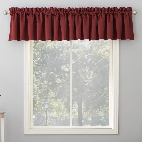 No. 918 Gregory Wine Red Polyester 54 in. W x 18 in. L Rod Pocket Room Darkening Curtain Valance (Single Panel)