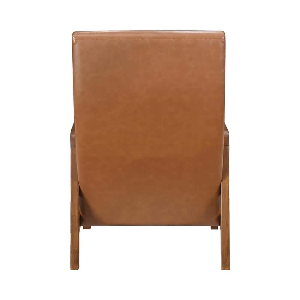 Matt Brown Faux Leather and Wood Accent Chair