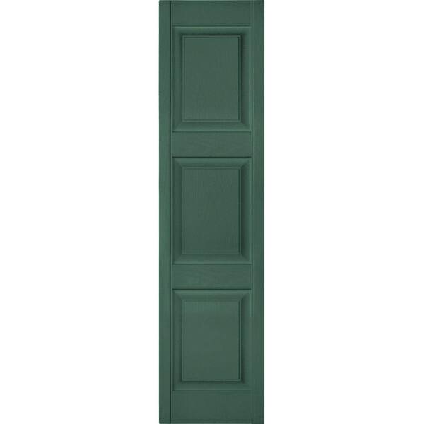 Ekena Millwork 18 in. x 95 in. Lifetime Vinyl Custom 3 Equal Raised Panel Shutters Pair Forest Green