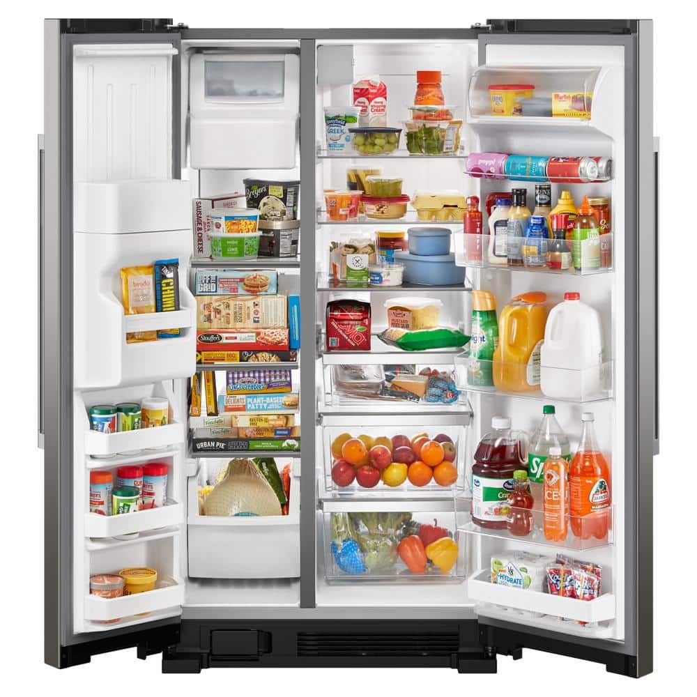 Maytag 36 In. Wide Side-By-Side Refrigerator, 25 Cu. Ft. In Fingerprint-Resistant Stainless Finish on Fridge.com