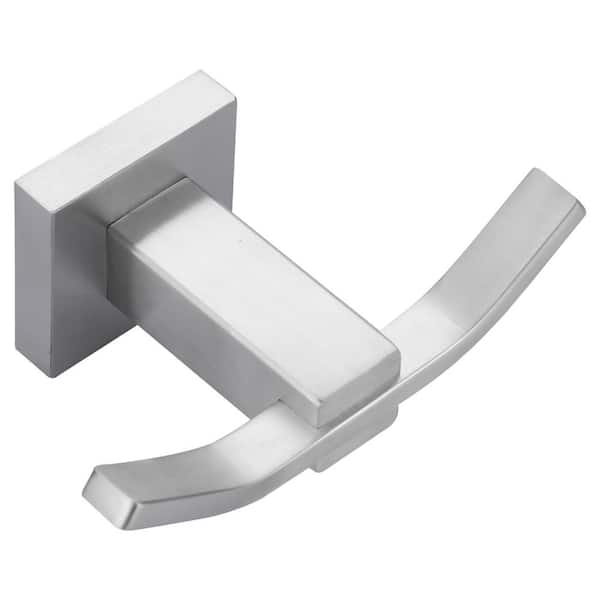 IVIGA Stainless Steel Wall Mount J-Hook Double Robe/Towel Hook Bath Hardware Accessory in Brushed Nickel