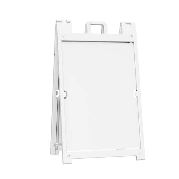 PLASTICADE Signicade White 24 in. W x 36 in. H Plastic Portable Foldable Double-Sided Deluxe Sign Stand
