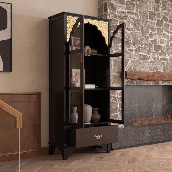FUFU&GAGA 70.9 in. Tall Brown Wood 3-Shelf Accent Bookcase with