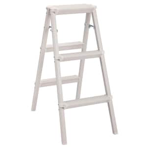 2.5 ft. 3-Step Silver Compact Steel Step Ladder 8 ft. Reach