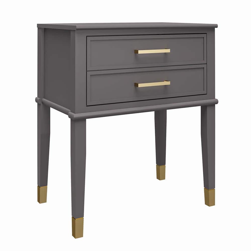 Cosmopolitan Westerleigh Graphite Gray Square End Table with Gold Accents