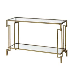 Elrod 43.25 in. Champagne Rectangle Glass Console Table