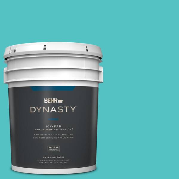 BEHR Premium Plus 5 gal. #500B-4 Gem Turquoise Satin Enamel Exterior Paint & Primer