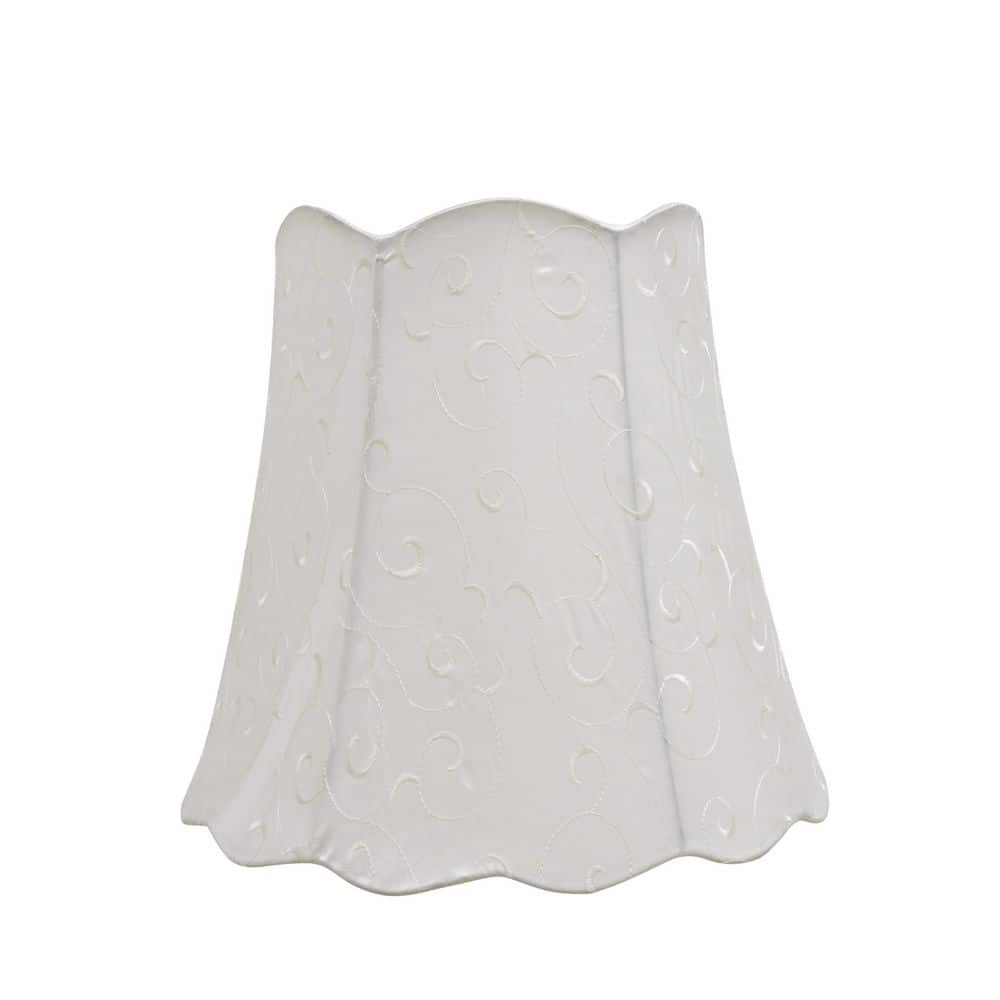 Beige Faux Silk Embroidered Bell Lamp Shade, 16"
