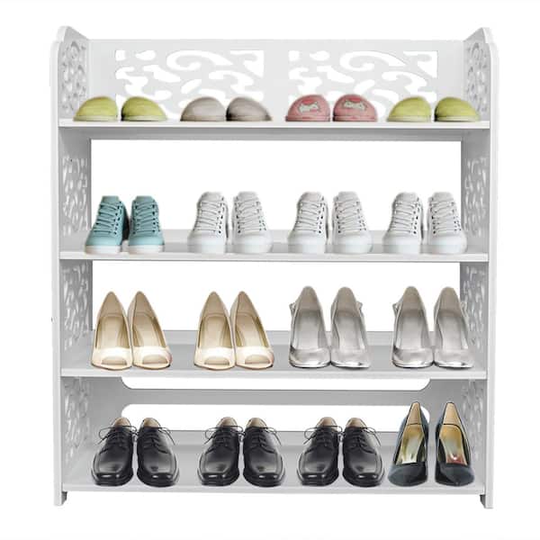 25.99 in. H 12-Pair White Shoe Rack