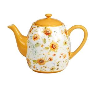 4-Cup Earthenware Sunflowers Forever Teapot