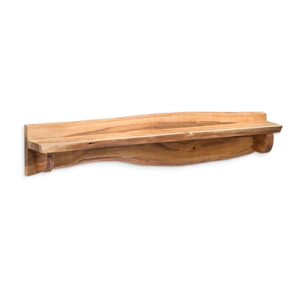 Alpine Live Edge 48 in. W x 8 in. D Natural Wood Mantel Shelf
