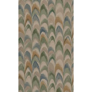 Multi-Color Peacock Feather Inspired Geometric Wallpaper Non-Woven Material Non-Pasted Covered 57 sq. ft. Double Roll