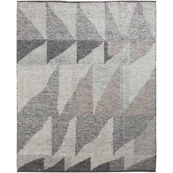 Weave & Wander Rheed Gray 5 ft. 6 in. x 8 ft. 6 in. Geometric Wool Area Rug