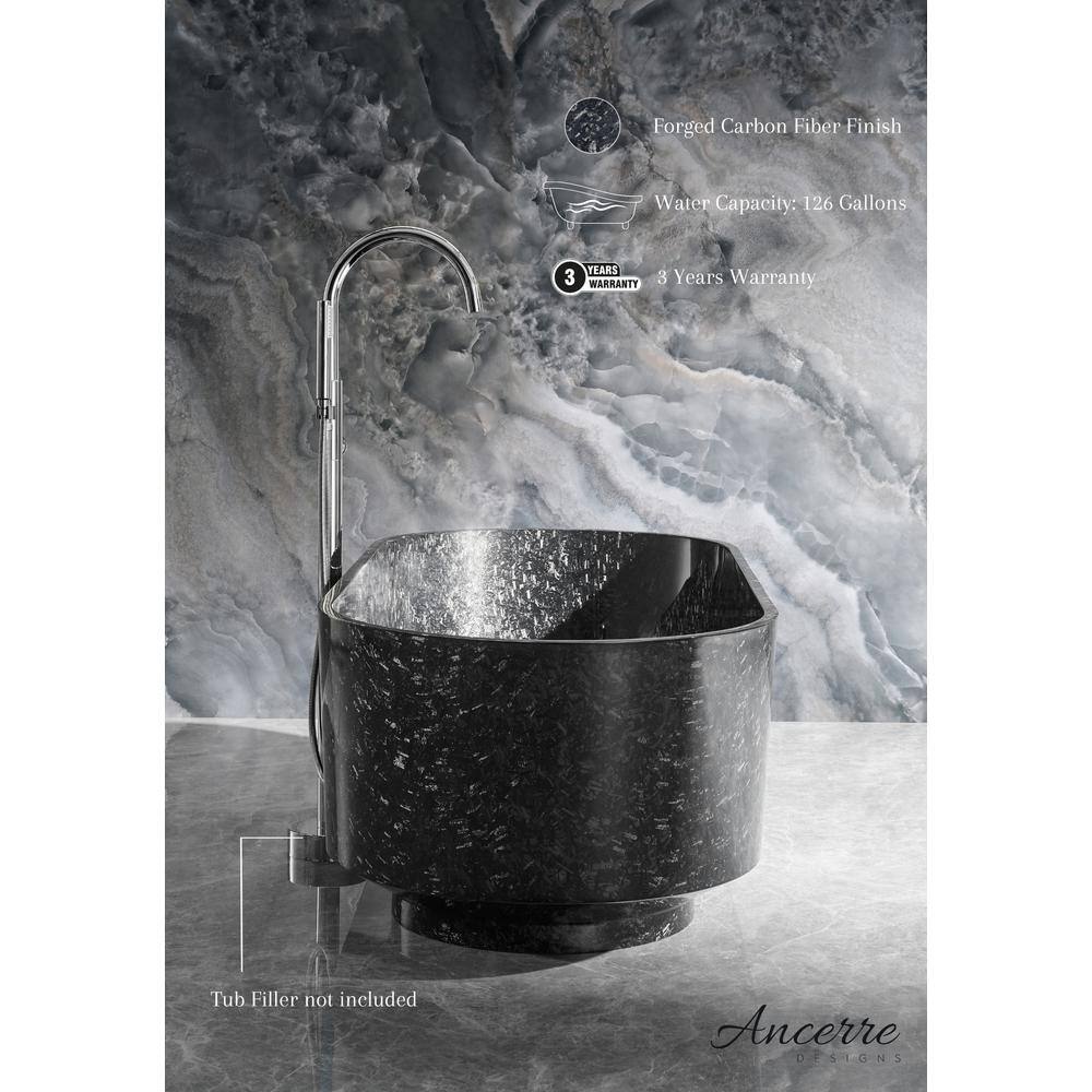 Coesistere 71'' Black Forged Carbon Fiber Freestanding Bathtub
