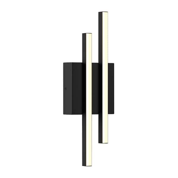 Artika Grid Black Modern 3 CCT Integrated LED Exterior Hardwired Garage and Porch-Light Lantern Sconce