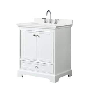 Deborah 30 in. W x 22 in. D x 35 in. H Single Bath Vanity in White with White Quartz Top