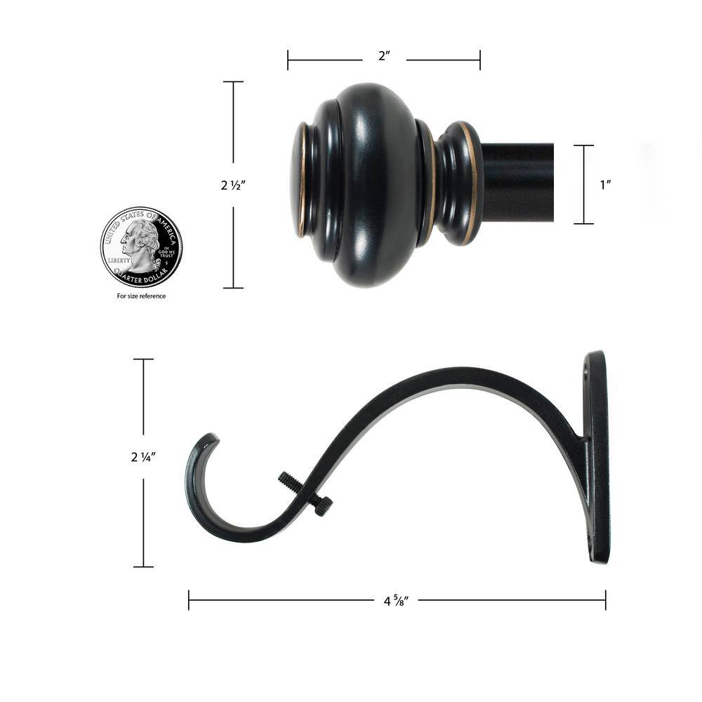 Antique Bronze Adjustable Curtain Rod with Finials, 18-36 Inches
