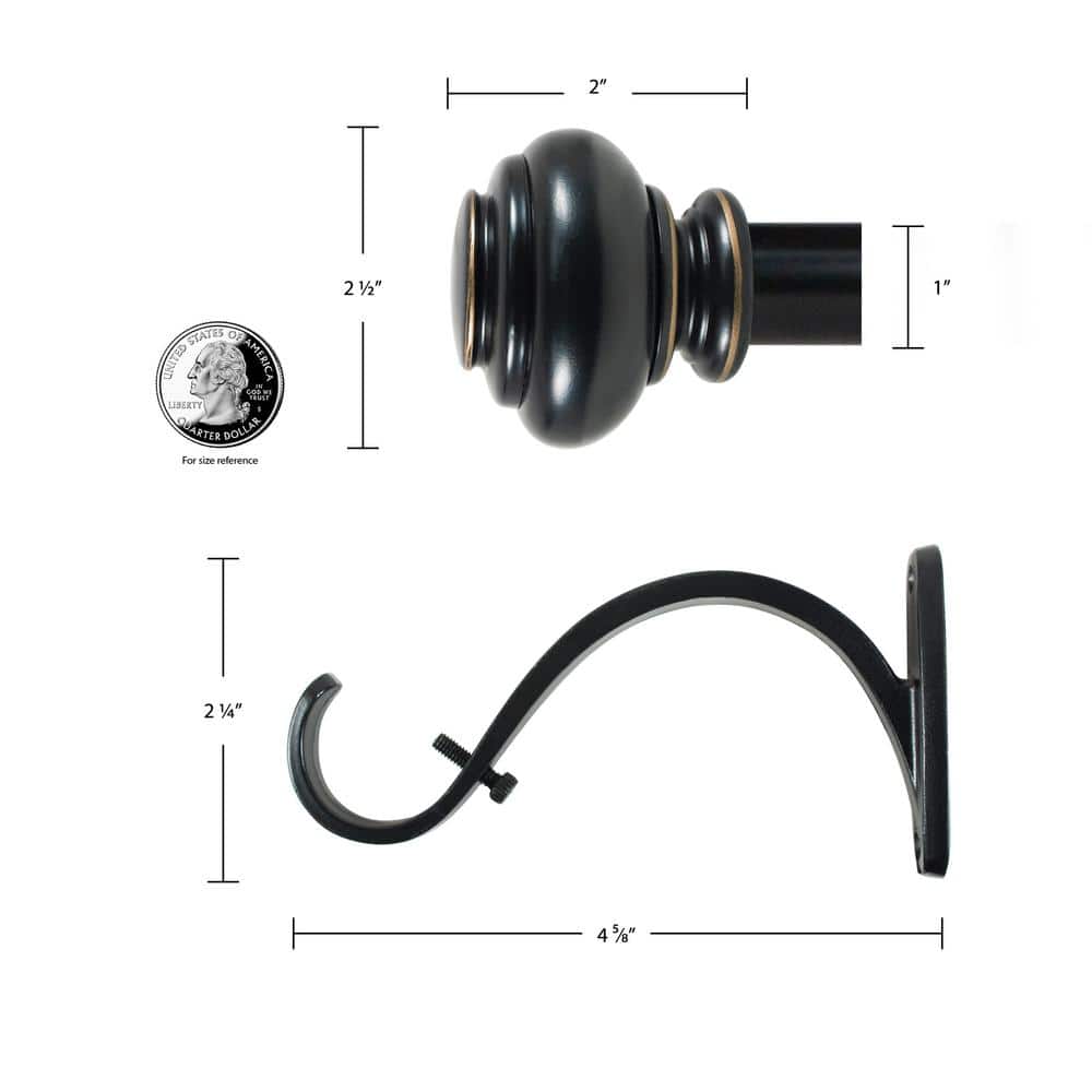 Bronze Adjustable Curtain Rod with Finial, 18-36 Inches