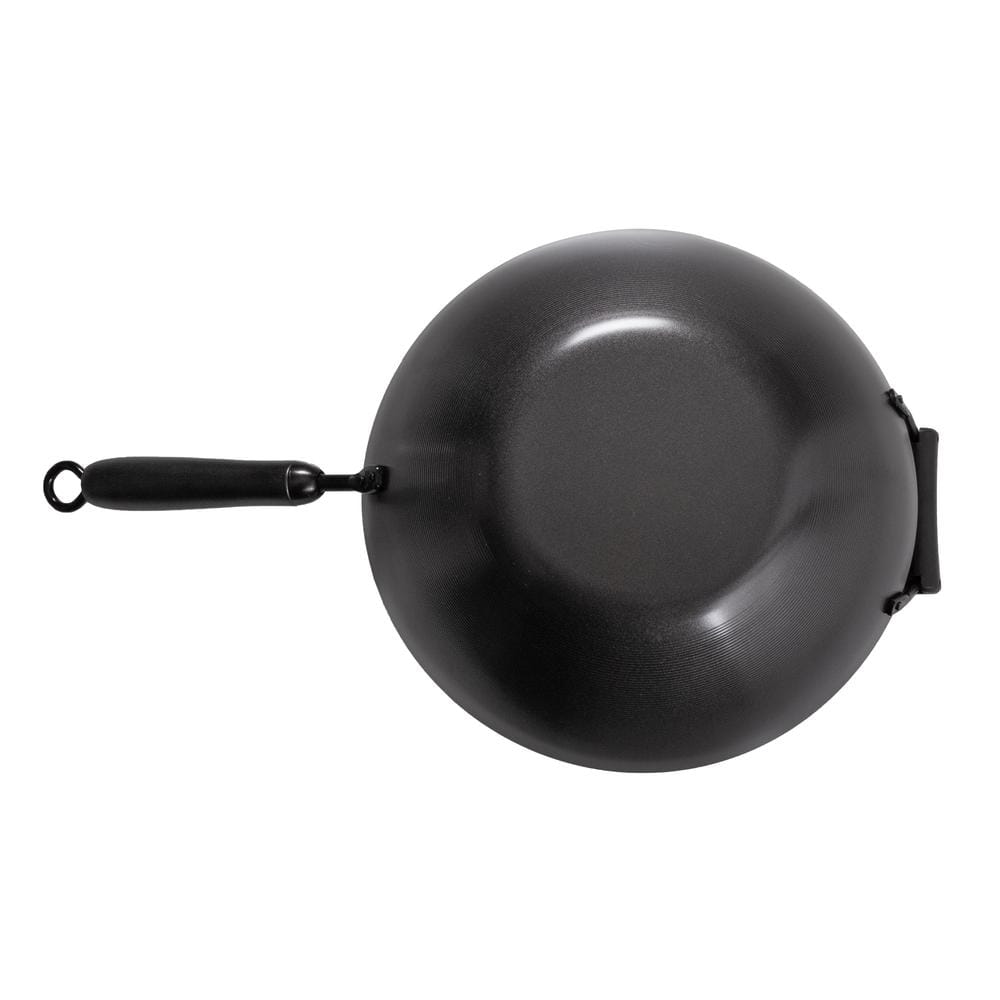 14 in. Carbon Steel Nonstick Wok Set with Lid and Bakelite Handles, 4-Piece