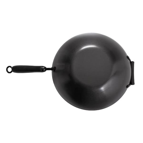 Honey Can Do 14 in. Carbon Steel Nonstick Wok Set with Lid and Bakelite Handles, 4-Pieces