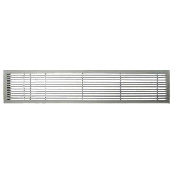 AG20 Series 6 in. x 48 in. Solid Aluminum Fixed Bar Supply/Return Air Vent Grille, Brushed Satin with Left Door