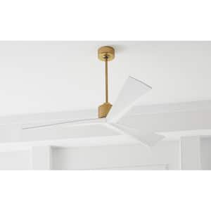 Adler 60 in. Indoor/Outdoor Burnished Brass Ceiling Fan with Matte White Blades and Remote Control