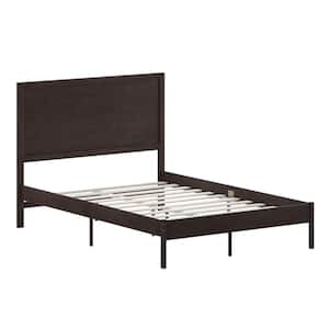 Dark Brown Wood Frame Full Platform Bed