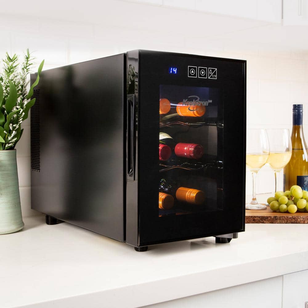 Black Thermoelectric Freestanding Wine Cooler with UV Glass Door