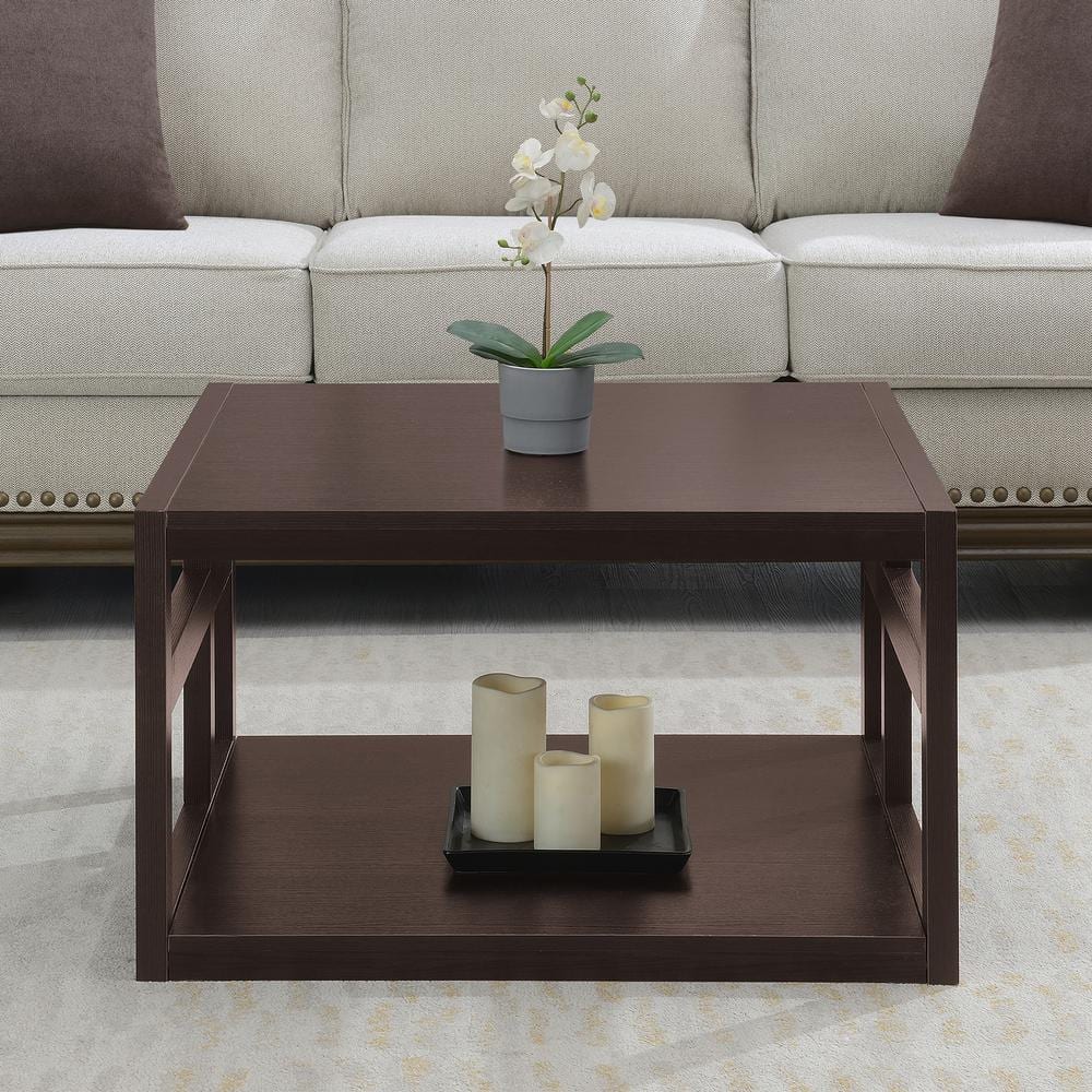Monterey 31.5 in. Espresso Square Wood Coffee Table with Shelf price history on PriceWatchPro