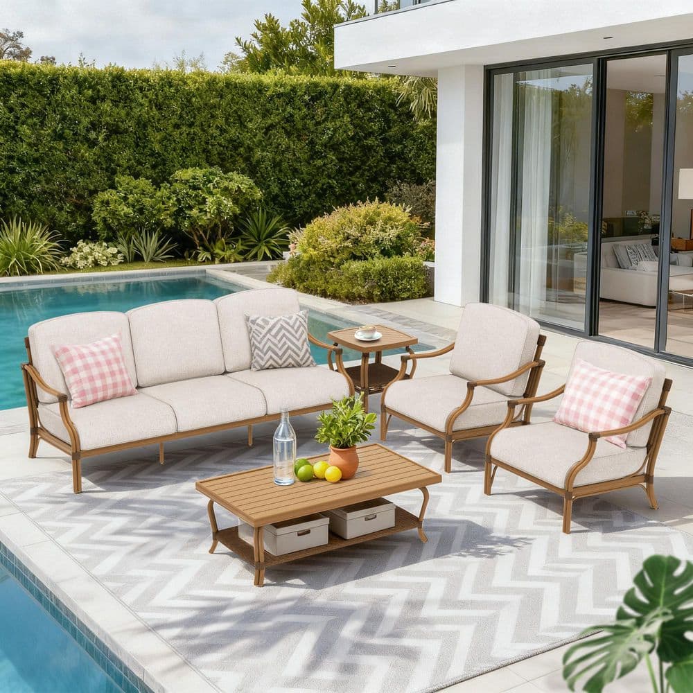 ULAX FURNITURE Arcadia 5-Piece Aluminum Outdoor Conversation Set