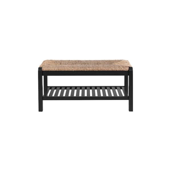 Welwick Designs Rustic Oak Solid Wood Entry Bench with Angled Shoe