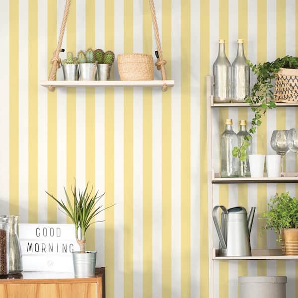 Yellow Stripes Fabric, Wallpaper and Home Decor
