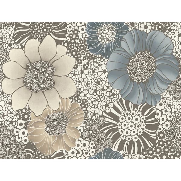 Anemones Brown Peel and Stick Wallpaper
